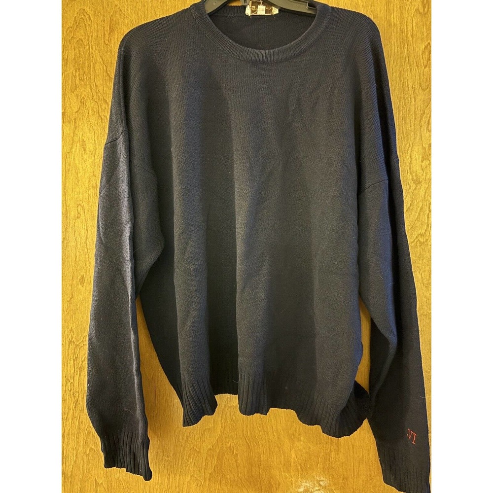 St. John Men's Size XL Pullover Crew Neck Navy Santana Knit Long Sleeve Sweater